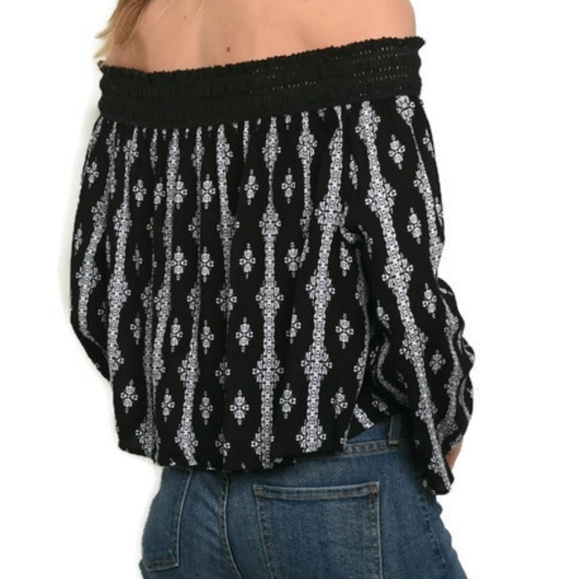 Women's Boho Off The Shoulders Tunic Top - Picture 2 of 2